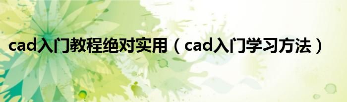 cad入门教程绝对实用（cad入门学习方法）