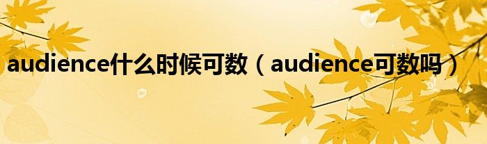 audience什么时候可数（audience可数吗）