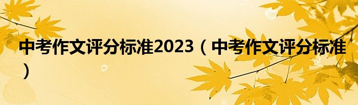 中考作文评分标准2023（中考作文评分标准）