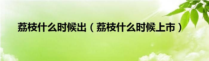 荔枝什么时候出（荔枝什么时候上市）