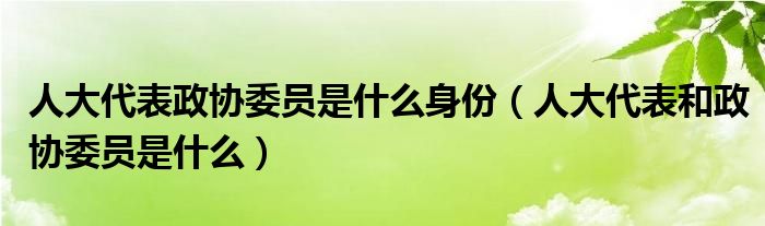 人大代表政协委员是什么身份（人大代表和政协委员是什么）