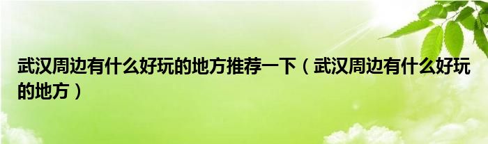 武汉周边有什么好玩的地方推荐一下（武汉周边有什么好玩的地方）