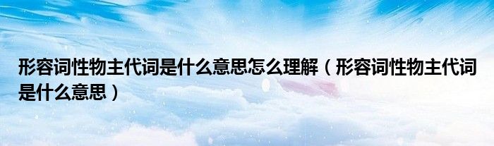 形容词性物主代词是什么意思怎么理解（形容词性物主代词是什么意思）