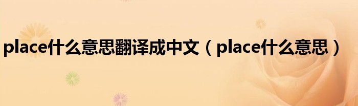 place什么意思翻译成中文（place什么意思）