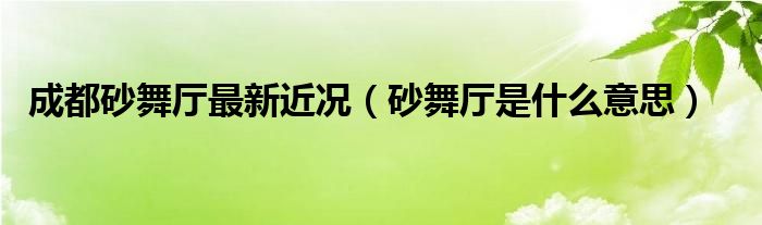 成都砂舞厅最新近况（砂舞厅是什么意思）