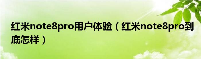 红米note8pro用户体验（红米note8pro到底怎样）