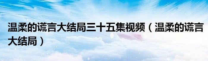 温柔的谎言大结局三十五集视频（温柔的谎言大结局）