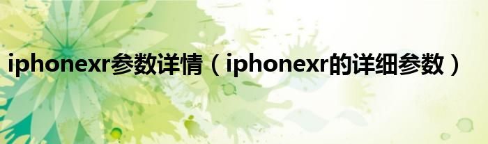 iphonexr参数详情（iphonexr的详细参数）