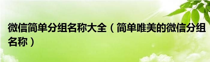 微信简单分组名称大全（简单唯美的微信分组名称）