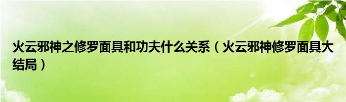 火云邪神之修罗面具和功夫什么关系（火云邪神修罗面具大结局）