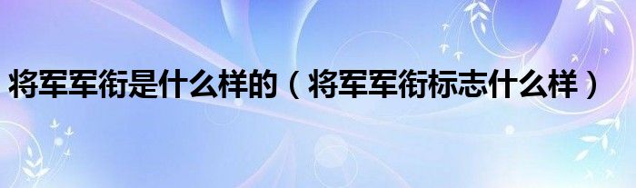 将军军衔是什么样的（将军军衔标志什么样）