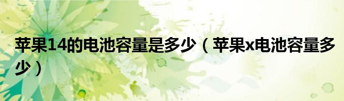 苹果14的电池容量是多少（苹果x电池容量多少）