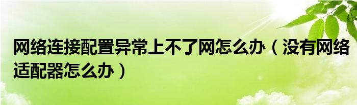 网络连接配置异常上不了网怎么办（没有网络适配器怎么办）