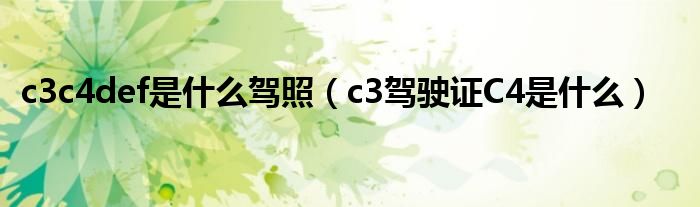 c3c4def是什么驾照（c3驾驶证C4是什么）