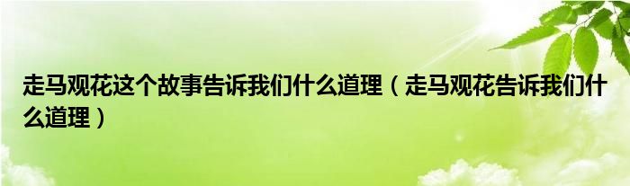 走马观花这个故事告诉我们什么道理（走马观花告诉我们什么道理）