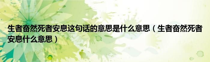 生者奋然死者安息这句话的意思是什么意思（生者奋然死者安息什么意思）