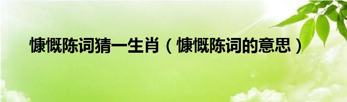 慷慨陈词猜一生肖（慷慨陈词的意思）