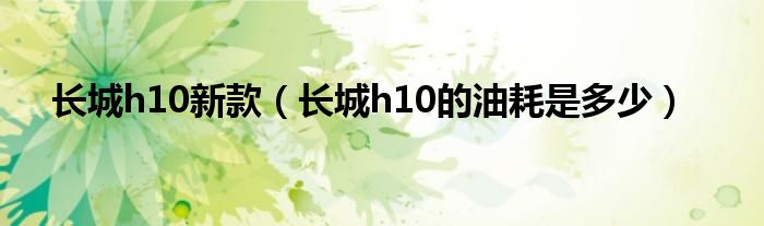 长城h10新款（长城h10的油耗是多少）