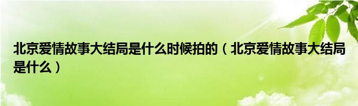 北京爱情故事大结局是什么时候拍的（北京爱情故事大结局是什么）