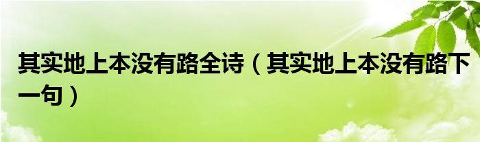 其实地上本没有路全诗（其实地上本没有路下一句）