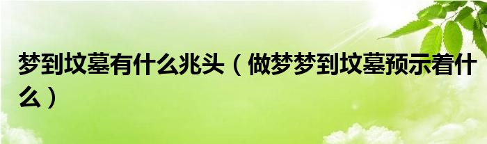 梦到坟墓有什么兆头（做梦梦到坟墓预示着什么）