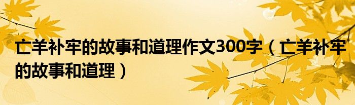 亡羊补牢的故事和道理作文300字（亡羊补牢的故事和道理）