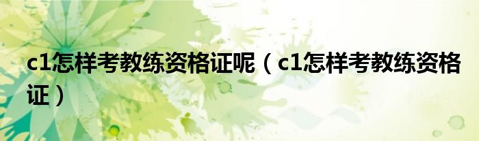 c1怎样考教练资格证呢（c1怎样考教练资格证）