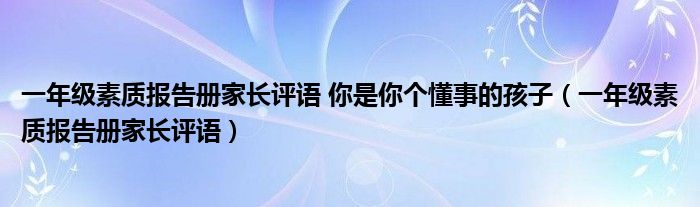 一年级素质报告册家长评语 你是你个懂事的孩子（一年级素质报告册家长评语）