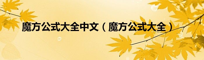 魔方公式大全中文（魔方公式大全）