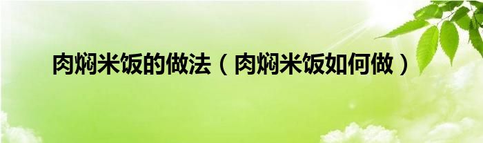 肉焖米饭的做法（肉焖米饭如何做）