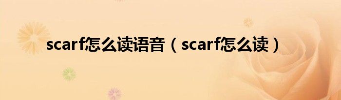 scarf怎么读语音（scarf怎么读）