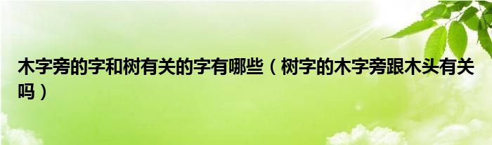 木字旁的字和树有关的字有哪些（树字的木字旁跟木头有关吗）