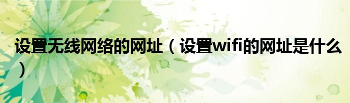 设置无线网络的网址（设置wifi的网址是什么）