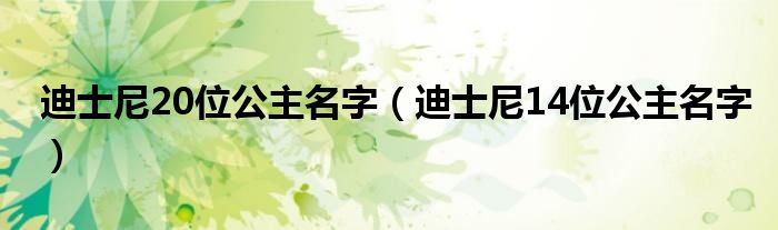 迪士尼20位公主名字（迪士尼14位公主名字）