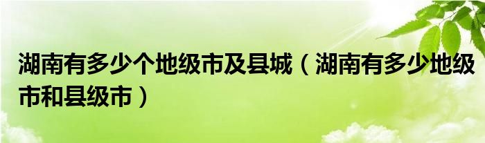 湖南有多少个地级市及县城（湖南有多少地级市和县级市）