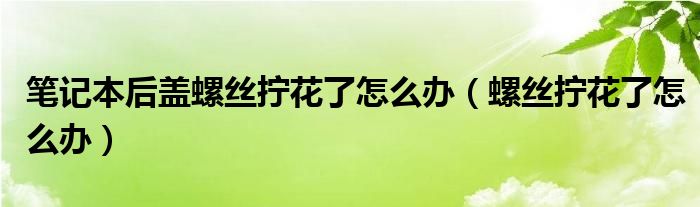 笔记本后盖螺丝拧花了怎么办（螺丝拧花了怎么办）