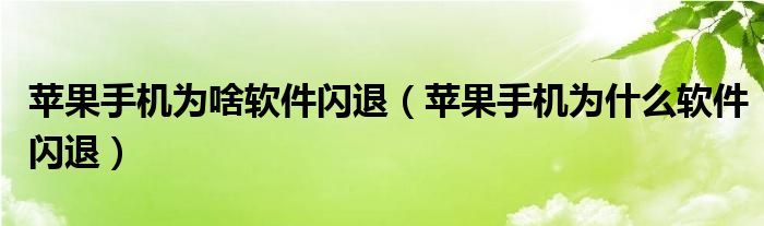 苹果手机为啥软件闪退（苹果手机为什么软件闪退）