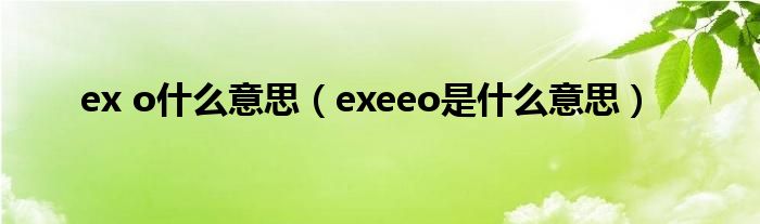 ex o什么意思（exeeo是什么意思）