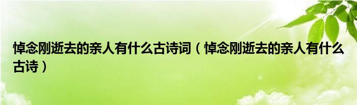 悼念刚逝去的亲人有什么古诗词（悼念刚逝去的亲人有什么古诗）