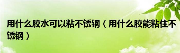 用什么胶水可以粘不锈钢（用什么胶能粘住不锈钢）