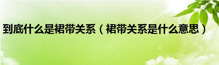 到底什么是裙带关系（裙带关系是什么意思）