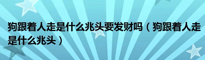 狗跟着人走是什么兆头要发财吗（狗跟着人走是什么兆头）