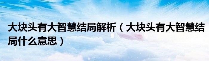 大块头有大智慧结局解析（大块头有大智慧结局什么意思）