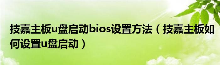 技嘉主板u盘启动bios设置方法（技嘉主板如何设置u盘启动）