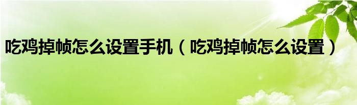 吃鸡掉帧怎么设置手机（吃鸡掉帧怎么设置）