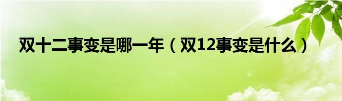 双十二事变是哪一年（双12事变是什么）