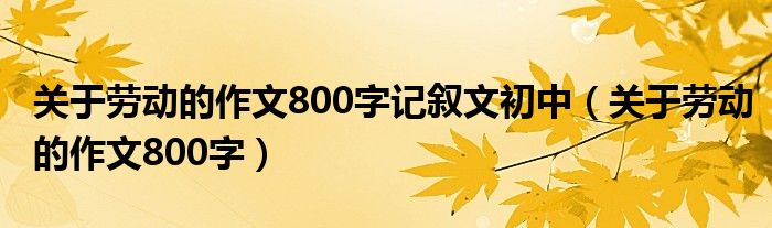 关于劳动的作文800字记叙文初中（关于劳动的作文800字）