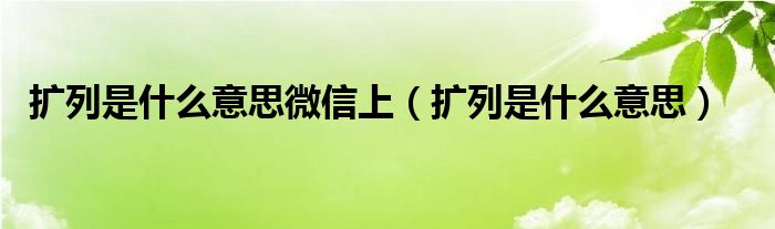 扩列是什么意思微信上（扩列是什么意思）