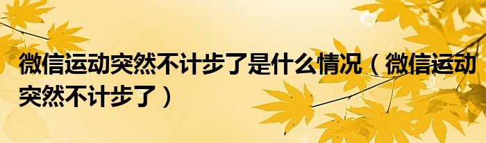 微信运动突然不计步了是什么情况（微信运动突然不计步了）