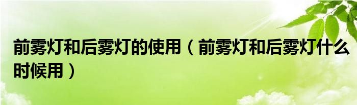 前雾灯和后雾灯的使用（前雾灯和后雾灯什么时候用）